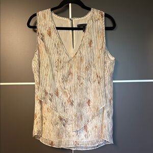 White House Black Market Cream Fitted Sleeveless Blouse